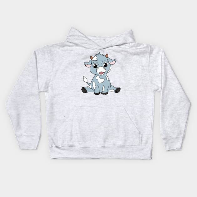 Blue cow Kids Hoodie by Moonance